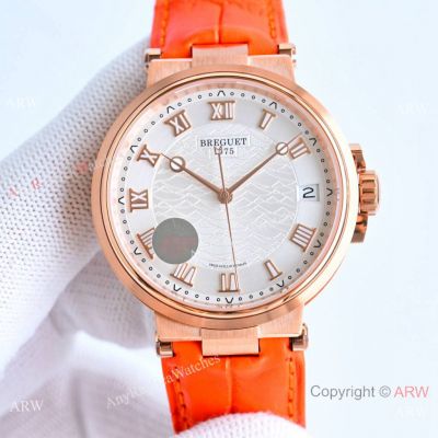 New! Swiss Grade Breguet Marine CF Factory 777A Orange Leather Strap Watches